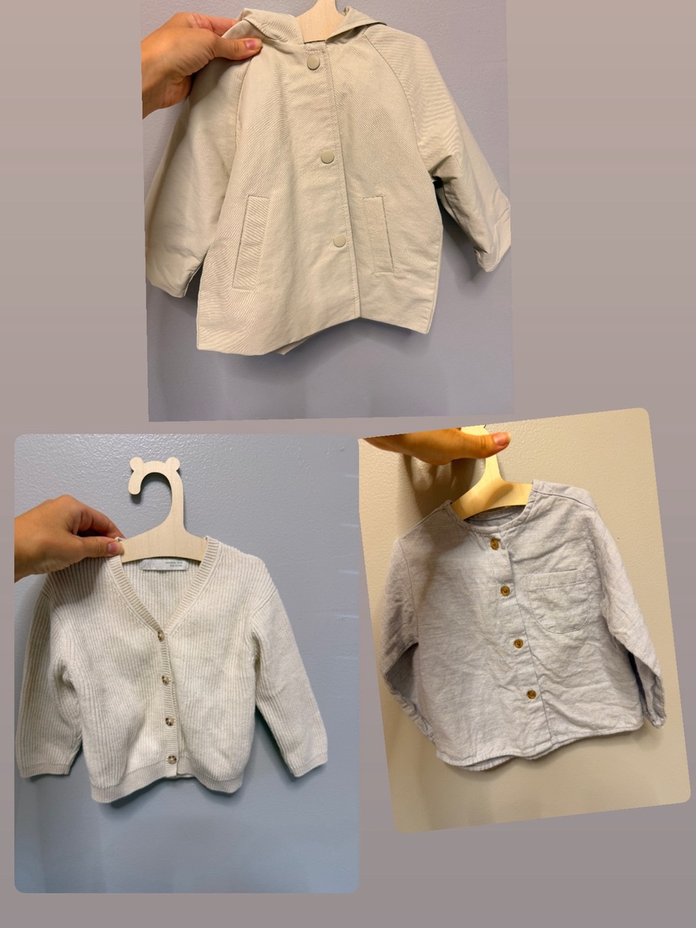 ZARA BUNDLE OF 3 ! Kids Cream- Lightweight Coat, cardigan and shirt! 6-9M NOWT